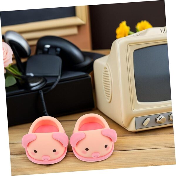 BESPORTBLE Miniatur-Schuhe in zartem Rosa mit Cartoon-Tier-Design für Sammlungen und Spiele
