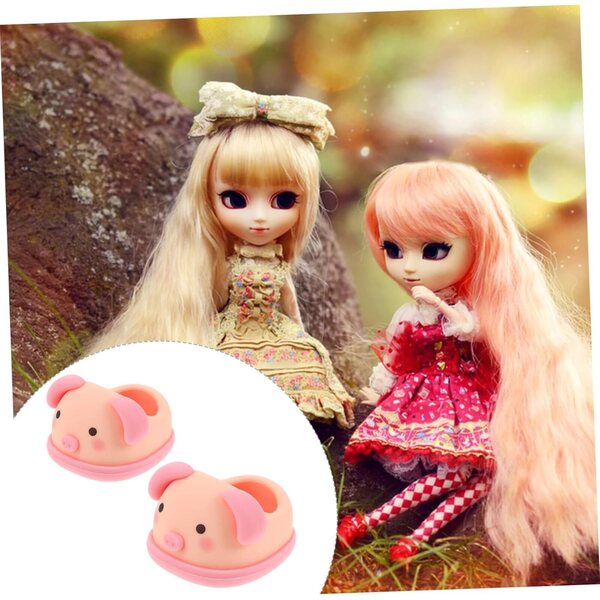 BESPORTBLE Miniatur-Schuhe in zartem Rosa mit Cartoon-Tier-Design für Sammlungen und Spiele