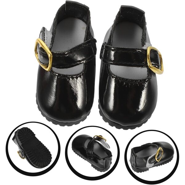 ERINGOGO Mini Scarpe nere BJD 4,5 cm per bambole da 30 cm - accessorio PU