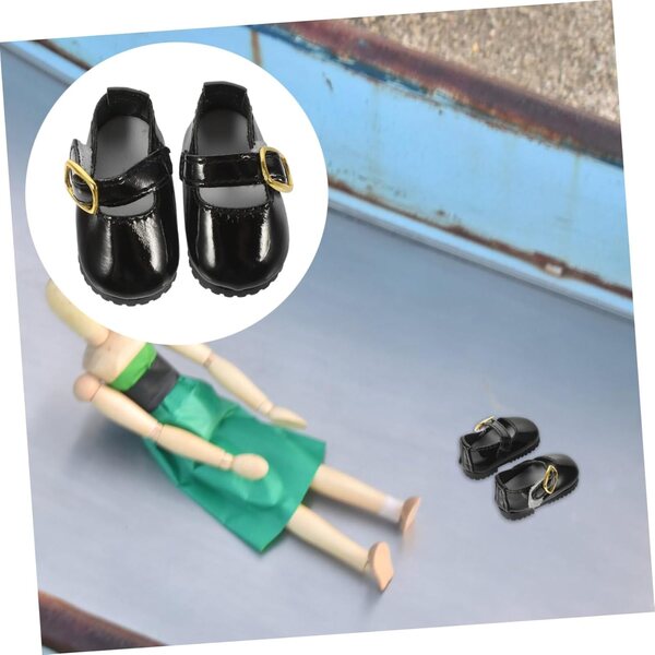 ERINGOGO Mini Scarpe nere BJD 4,5 cm per bambole da 30 cm - accessorio PU