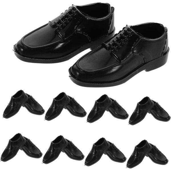 ORFOFE 10 Paia Scarpe Miniature Nere Uomo per Dollhouse - Accessori 1/6 in Plastica