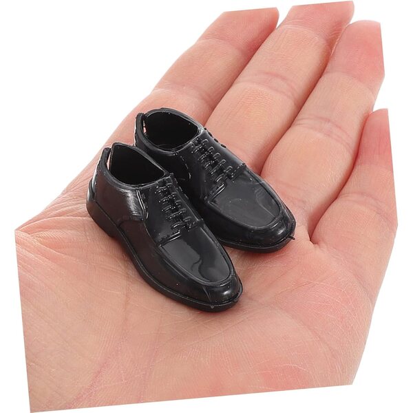 ORFOFE 10 Paia Scarpe Miniature Nere Uomo per Dollhouse - Accessori 1/6 in Plastica