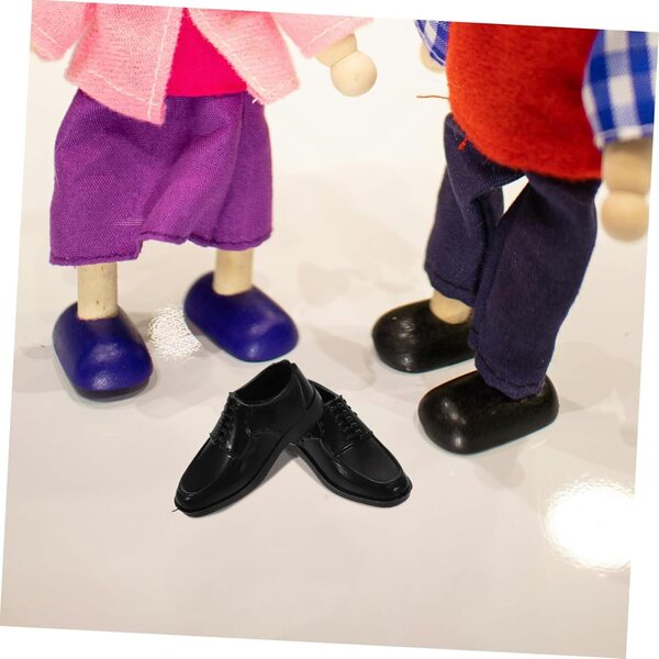 ORFOFE 10 Paia Scarpe Miniature Nere Uomo per Dollhouse - Accessori 1/6 in Plastica