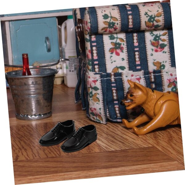 ORFOFE 10 Paia Scarpe Miniature Nere Uomo per Dollhouse - Accessori 1/6 in Plastica