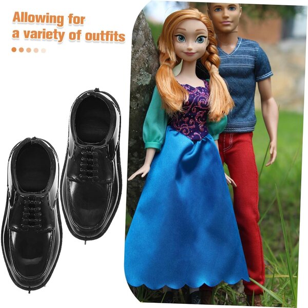 ORFOFE 10 Paia Scarpe Miniature Nere Uomo per Dollhouse - Accessori 1/6 in Plastica