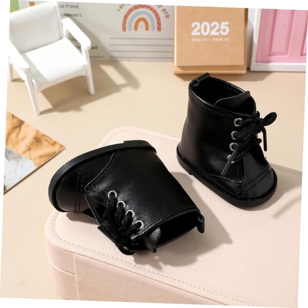 BESPORTBLE Mini-PU-Schuhe für 18-Zoll-Puppen – 2 Paar, schwarz, weich und bunt