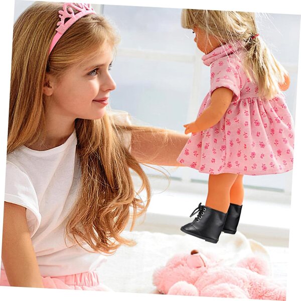 BESPORTBLE Mini-PU-Schuhe für 18-Zoll-Puppen – 2 Paar, schwarz, weich und bunt