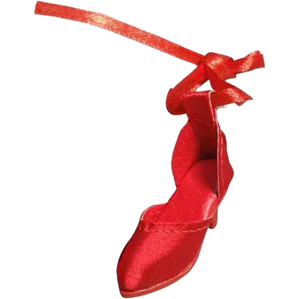 1/6 Puppenschuhe mit hohem Absatz und Schnürsenkeln aus rotem Kunstleder für Sammlungen