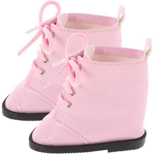 Beaupretty Miniaturstiefel für 18-Zoll-Puppen – detaillierte rosa PU-Schuhe