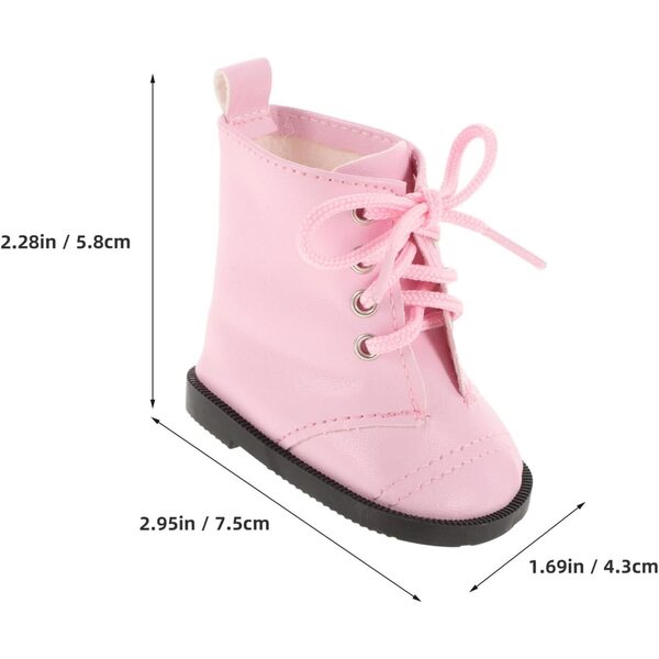 Beaupretty Miniaturstiefel für 18-Zoll-Puppen – detaillierte rosa PU-Schuhe