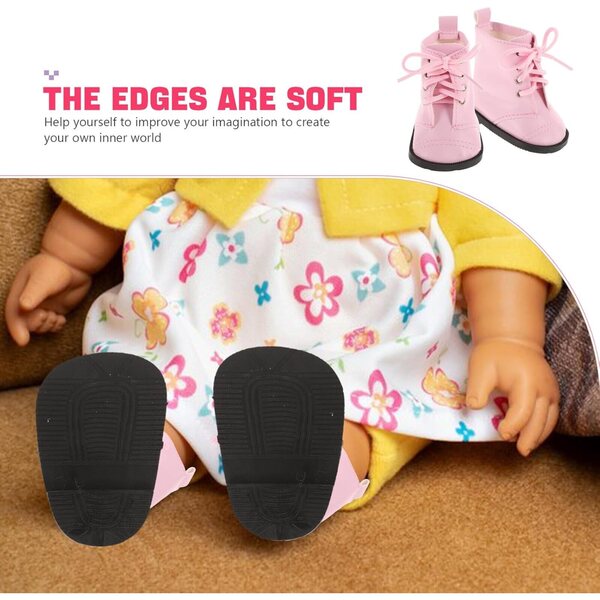 Beaupretty Miniaturstiefel für 18-Zoll-Puppen – detaillierte rosa PU-Schuhe