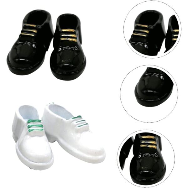 Beaupretty 2 Paar Miniaturschuhe Schwarz und Weiß, langlebig, handgefertigt