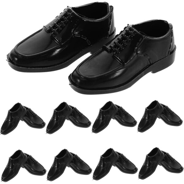 Mikinona 1/6 Miniatur-Herrenschuhe für 11-Zoll-Puppen, Set 10 Paar, Schwarz