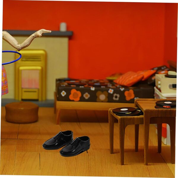 Mikinona 1/6 Miniatur-Herrenschuhe für 11-Zoll-Puppen, Set 10 Paar, Schwarz