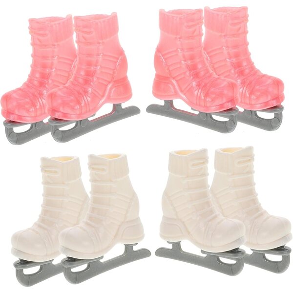 4 Paar Miniatur-Rollschuhe für Puppen 30 cm aus farbigem Kunststoff