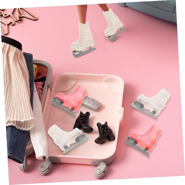 4 Paar Miniatur-Rollschuhe für Puppen 30 cm aus farbigem Kunststoff
