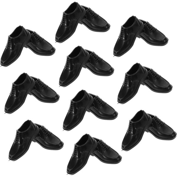 10 Paar 1/6 männliche Kunststoff-Miniaturschuhe für Sammlungen und Heimdekorationen
