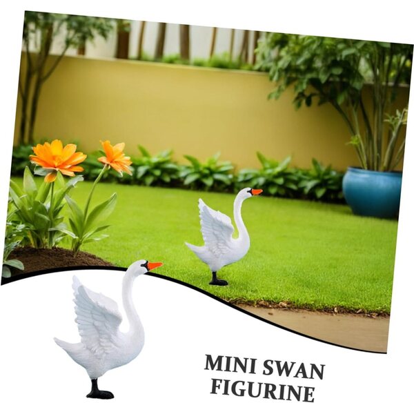 ERINGOGO Set 4 Mini Statuette a Forma di Cigno per Decorazione Giardino e Bonsai