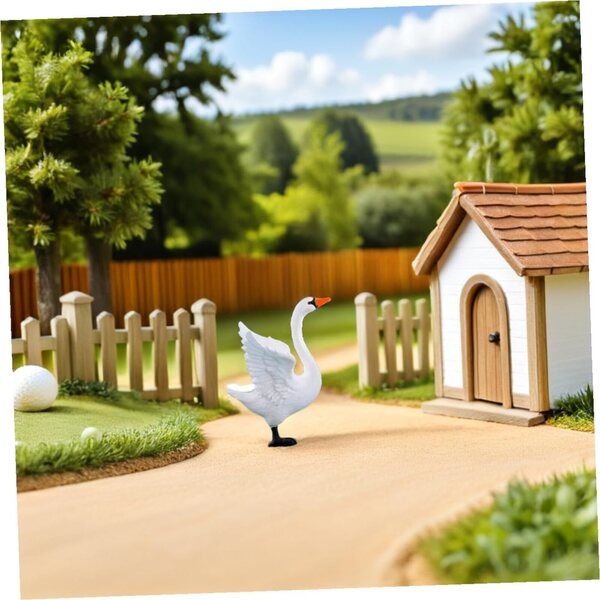 ERINGOGO Set 4 Mini Statuette a Forma di Cigno per Decorazione Giardino e Bonsai