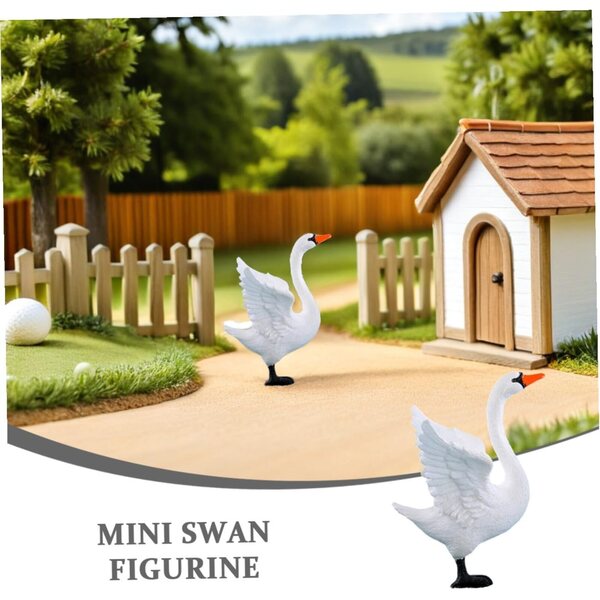 ERINGOGO Set 4 Mini Statuette a Forma di Cigno per Decorazione Giardino e Bonsai