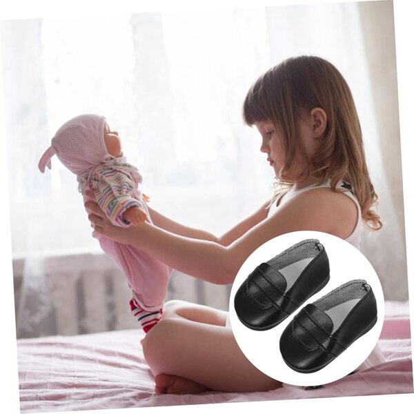 Mini Scarpe Decorative UPKOCH per Bambole 18" Realistiche e Sicure in PU Nere