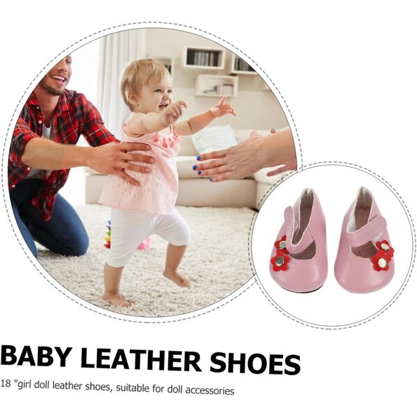 Vaguelly Mini Scarpe PU Rosa per Bambole da 18 Pollici - Decorazioni e Accessori