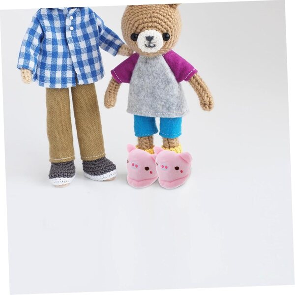 Plüsch-Hausschuhe in Schweineform für Puppen – zartrosa Winter-Accessoires