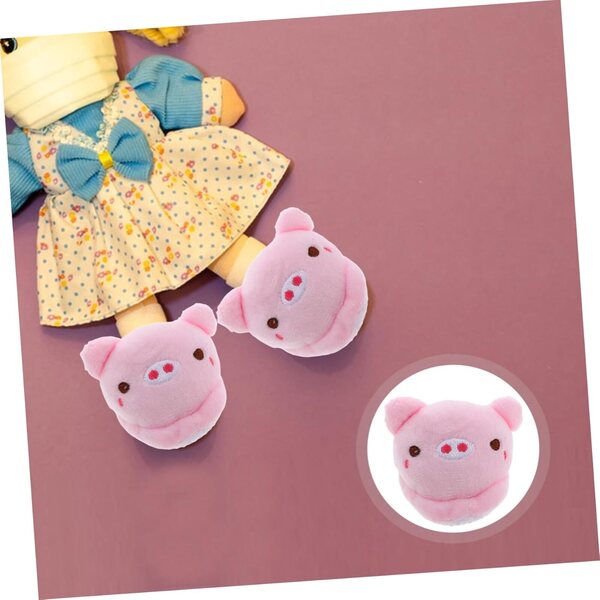 Plüsch-Hausschuhe in Schweineform für Puppen – zartrosa Winter-Accessoires