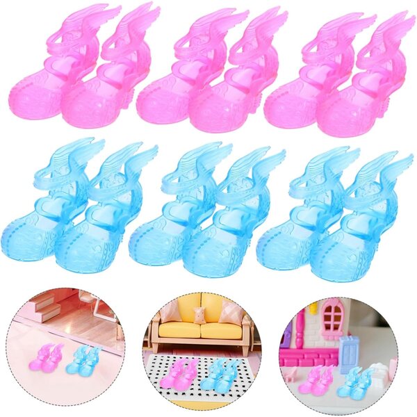 6 Paia Mini Scarpe in Plastica per Piedi Sottili - Accessori Giochi e Feste Bambina