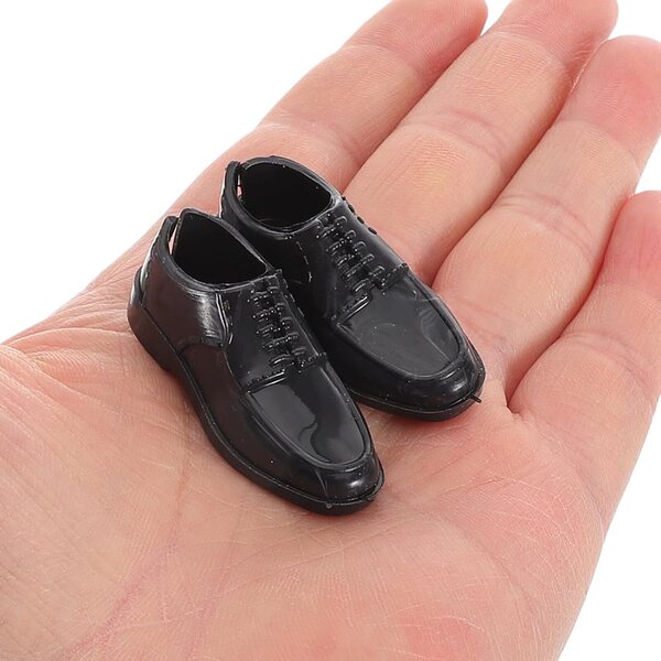 HEMOTON 1/6 Miniatur-Herrenschuhe in Schwarz für 28-cm-Puppen – 10 Paar aus Kunststoff
