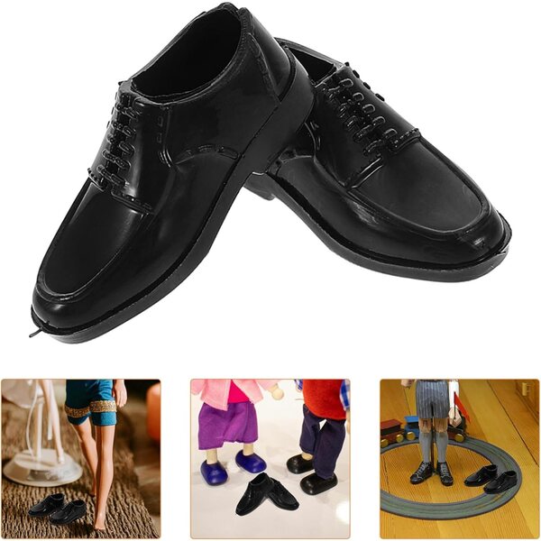 HEMOTON 1/6 Miniatur-Herrenschuhe in Schwarz für 28-cm-Puppen – 10 Paar aus Kunststoff