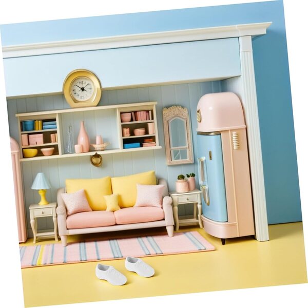 Mehrfarbige Mini-Kunststoffschuhe für Puppen – Set mit 31 realistischen Paaren und Dekorationen