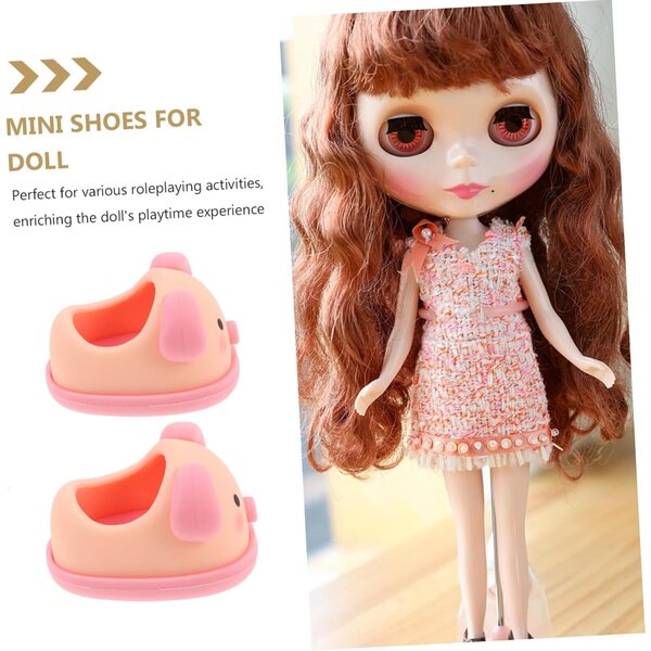 Mini Scarpe in PVC Rosa per Bambole, Accessori Decorativi 4,5x4,2x3 cm