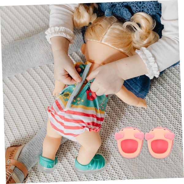 Mini Scarpe in PVC Rosa per Bambole, Accessori Decorativi 4,5x4,2x3 cm