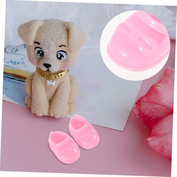 WOONEKY Set 6 Paia Mini Scarpe Piatte in Plastica per Bambole, Accessori Decorativi