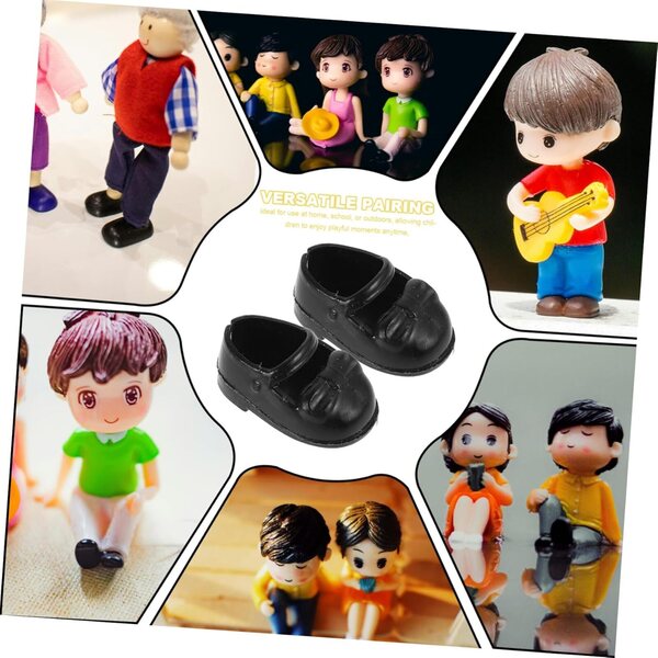 WOONEKY Set 6 Paia Mini Scarpe Piatte in Plastica per Bambole, Accessori Decorativi