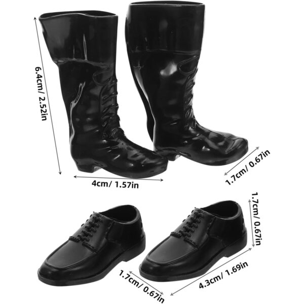 25 Paia Scarpe Miniature Realistiche Nero per Bambole 11 Pollici - Accessori Casa in Scala 1/6