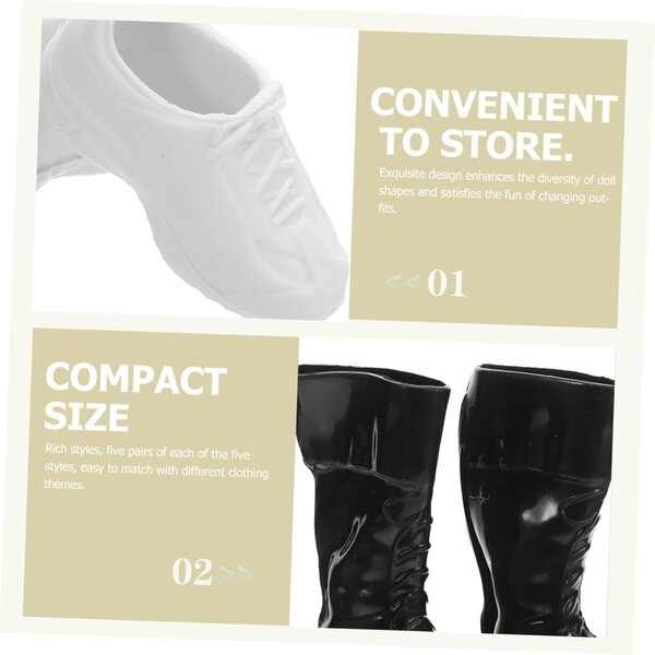 25 Paia Scarpe Miniature Realistiche Nero per Bambole 11 Pollici - Accessori Casa in Scala 1/6