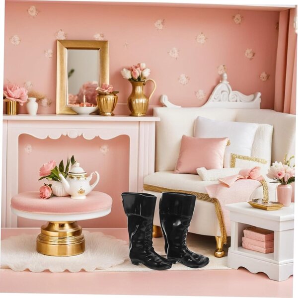 25 Paia Scarpe Miniature Realistiche Nero per Bambole 11 Pollici - Accessori Casa in Scala 1/6