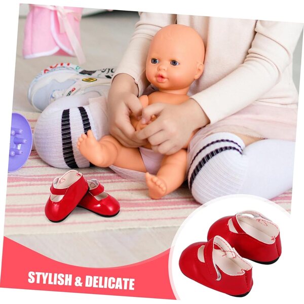 Abaodam Stivaletti Eleganti Rosse in PU per Bambole da 18 Pollici - Accessori Moda