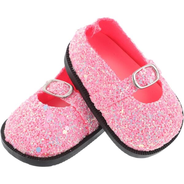 Rosa Paillettenschuhe für Miniaturpuppen, vielseitiges Bastelzubehör