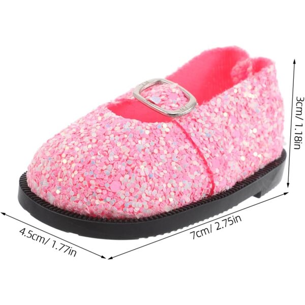 Rosa Paillettenschuhe für Miniaturpuppen, vielseitiges Bastelzubehör