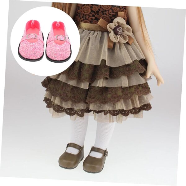 Rosa Paillettenschuhe für Miniaturpuppen, vielseitiges Bastelzubehör
