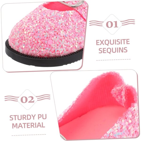 Rosa Paillettenschuhe für Miniaturpuppen, vielseitiges Bastelzubehör