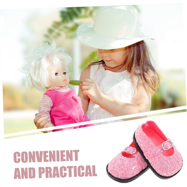 Rosa Paillettenschuhe für Miniaturpuppen, vielseitiges Bastelzubehör