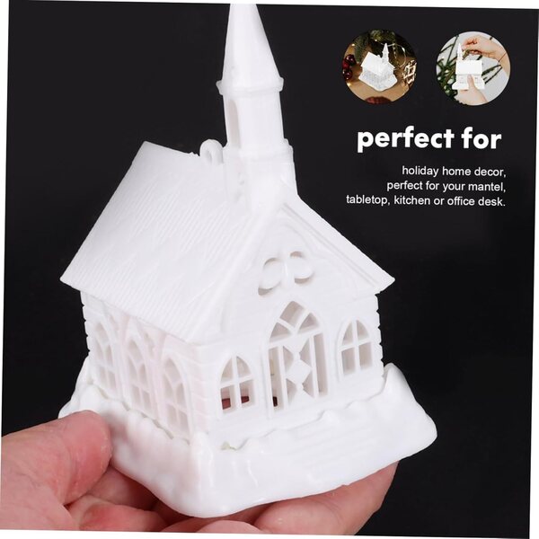 Mini Casa di Neve Natalizia in Plastica 10x7,5 cm - Decorazione Festiva per Casa e Ufficio