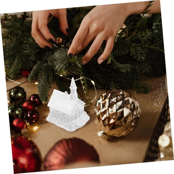 Mini Casa di Neve Natalizia in Plastica 10x7,5 cm - Decorazione Festiva per Casa e Ufficio