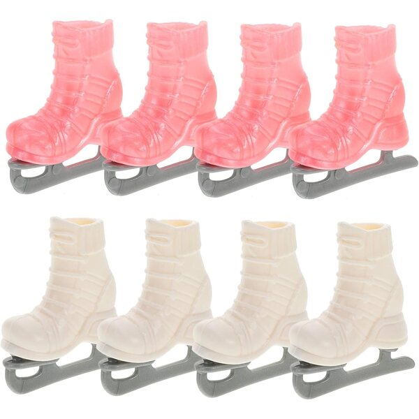 YARNOW 4 Paia Mini Pattini da Ghiaccio per Bambole, Scarpe Decorative in Plastica