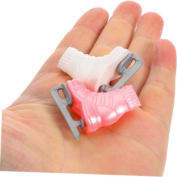 YARNOW 4 Paia Mini Pattini da Ghiaccio per Bambole, Scarpe Decorative in Plastica