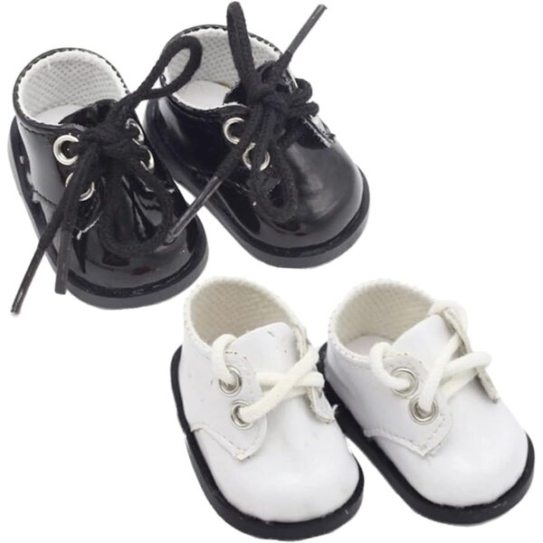 YARNOW Mini Scarpe da Bambola in Peluche 20cm Set 2 Paia Nero Bianco Decorazione Creativa